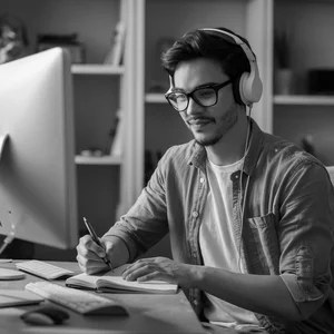 Фото выполнения одного из наших консалтинговых услуг -молодого человека, обучающегося онлайн-курсам финансового анализа